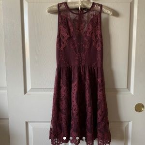 For Love & Lemons Burgundy Lace Dress